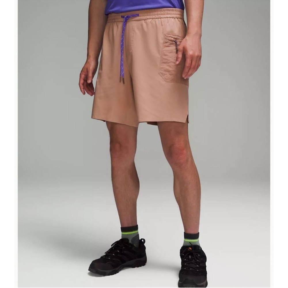 New Lululemon Men's Water-Repellent Hiking Short 8" in Pink Clay size medium